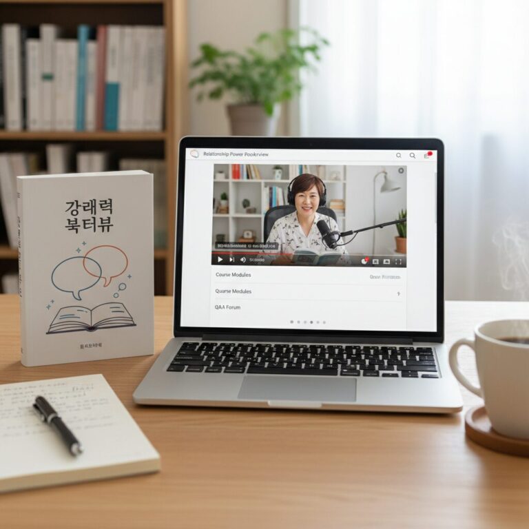 관계력 북터뷰 온라인 강의 학습 화면과 책 이미지