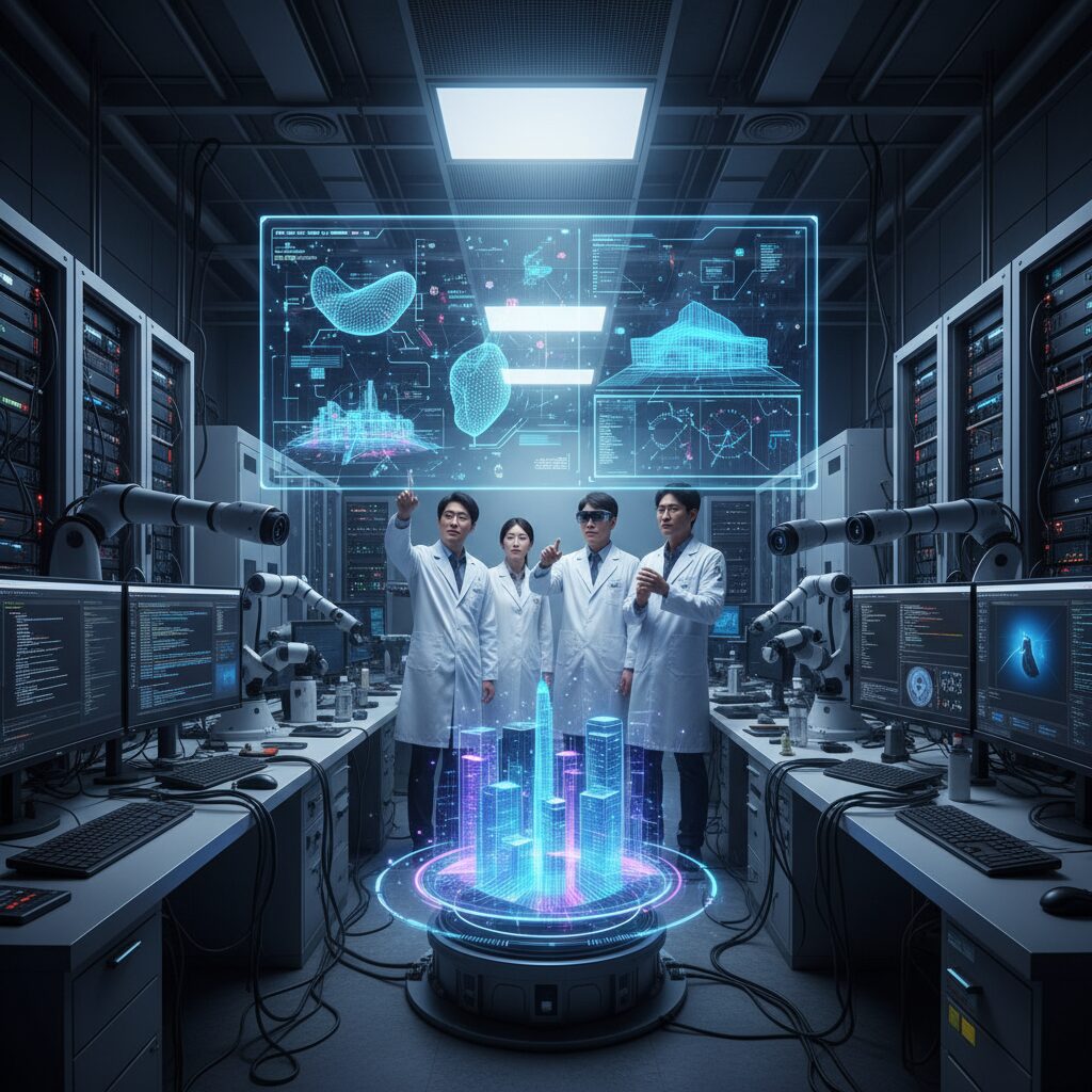 AI와 3D 기술이 결합된 가상의 콘텐츠 제작 연구 장면