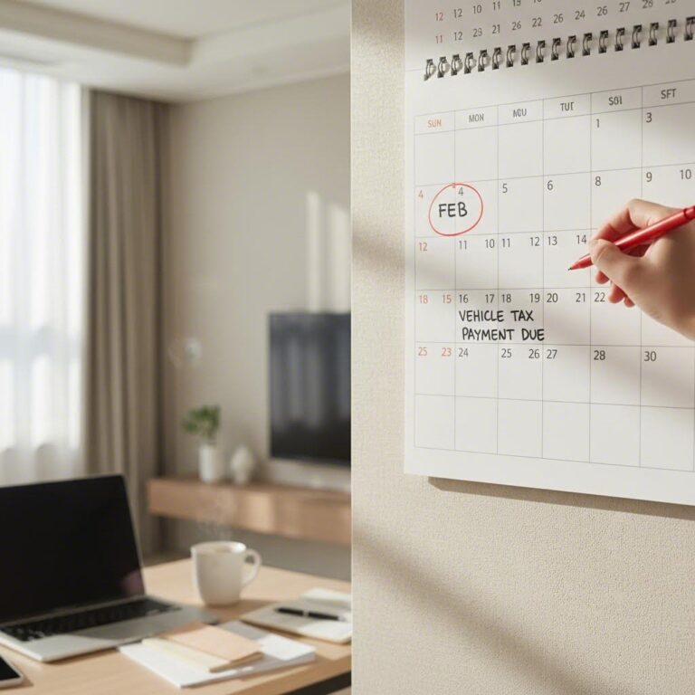 달력에 2월 2일 자동차세 연납 마감일 표시