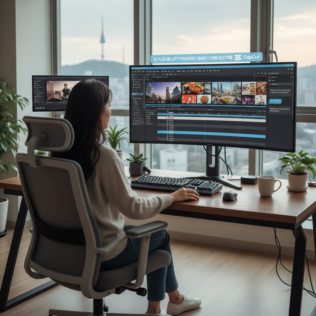챗GPT CapCut 플러그인으로 제작된 숏폼 동영상 편집 화면
