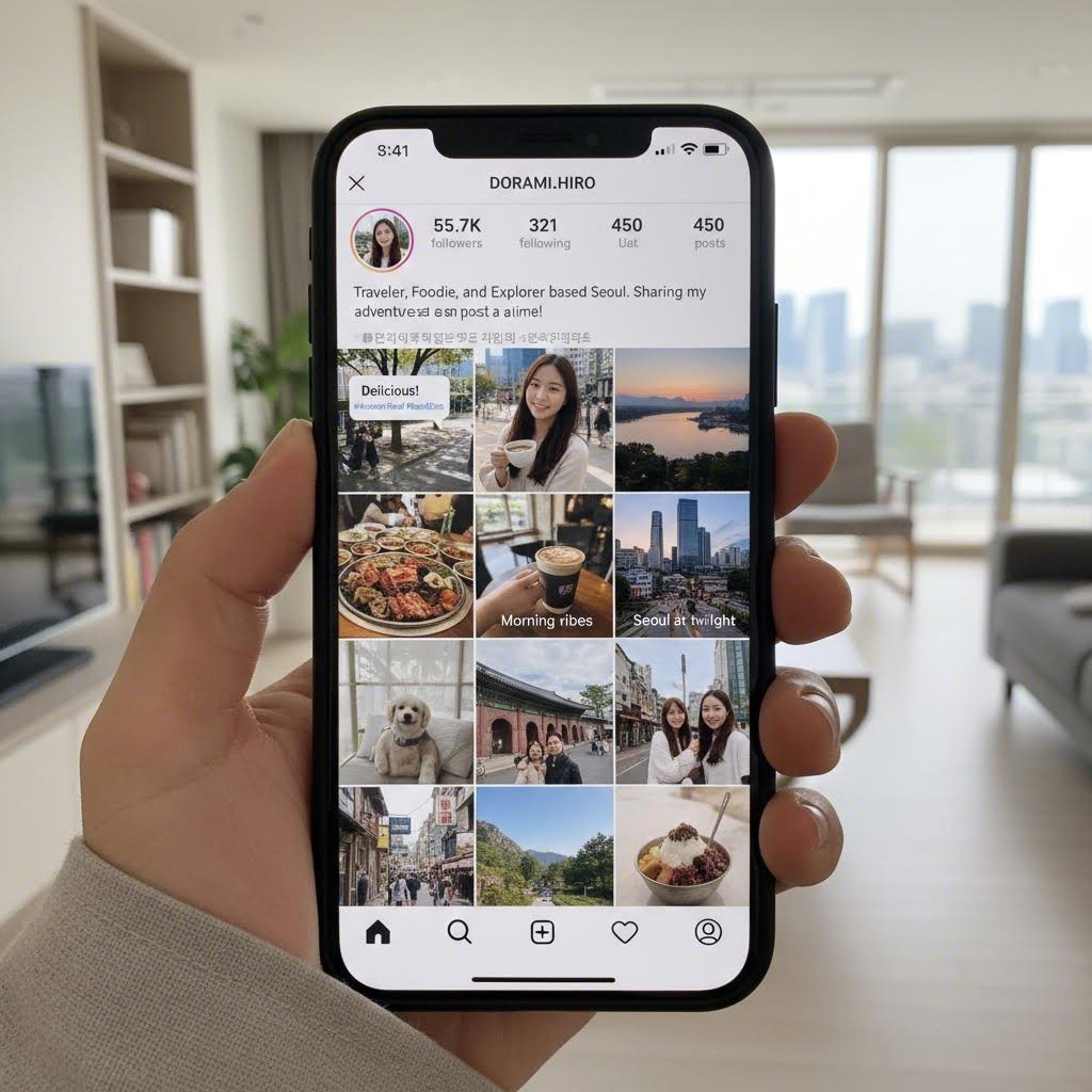 도라미 히로의 인스타그램 프로필 및 포스트 스크린샷