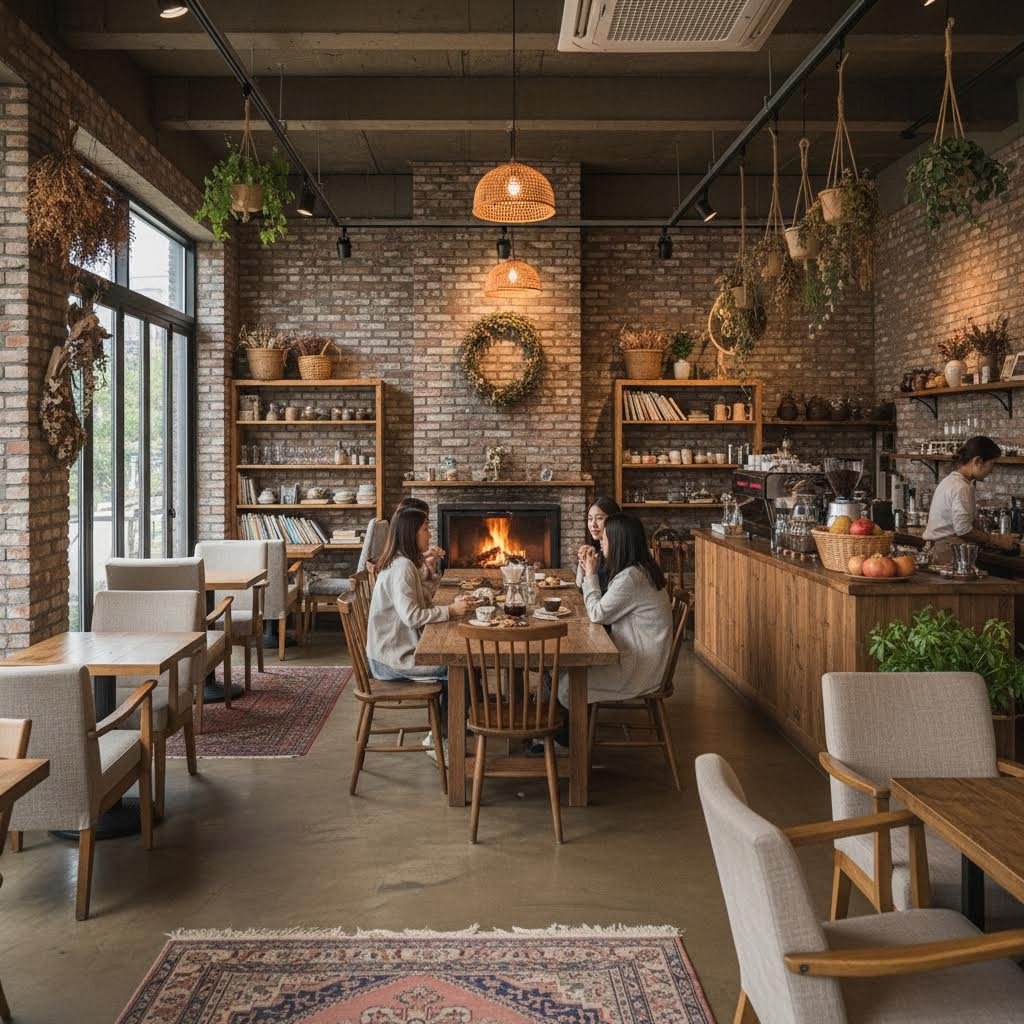 파머스룸 카페의 아늑한 실내 인테리어