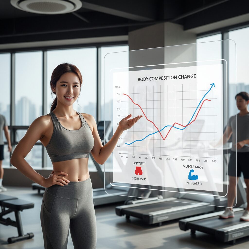 인바디 결과 그래프 변화 체지방 감소 근육량 증가