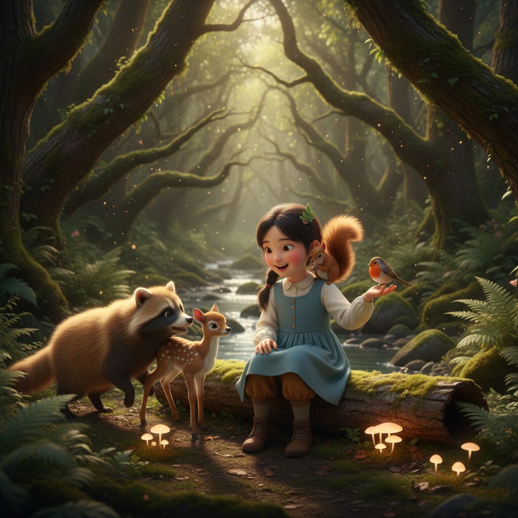 루나와 숲속 친구들 애니메이션 장면 마법의 숲