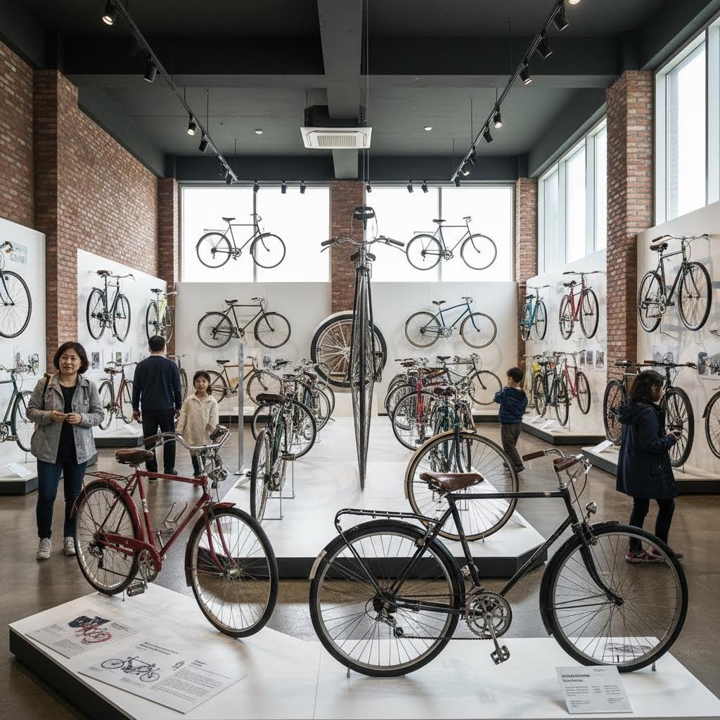 상주 자전거 박물관 내부의 다양한 자전거 전시품