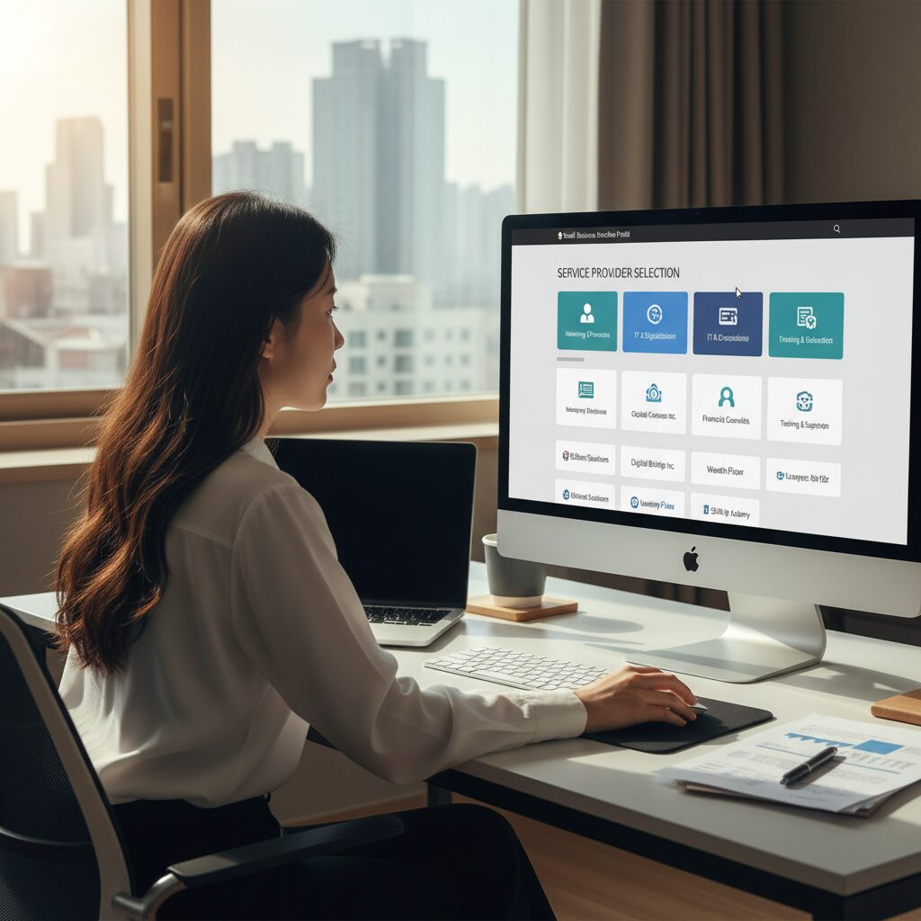 소상공인 바우처 포털에서 서비스 제공기관 선택하는 화면