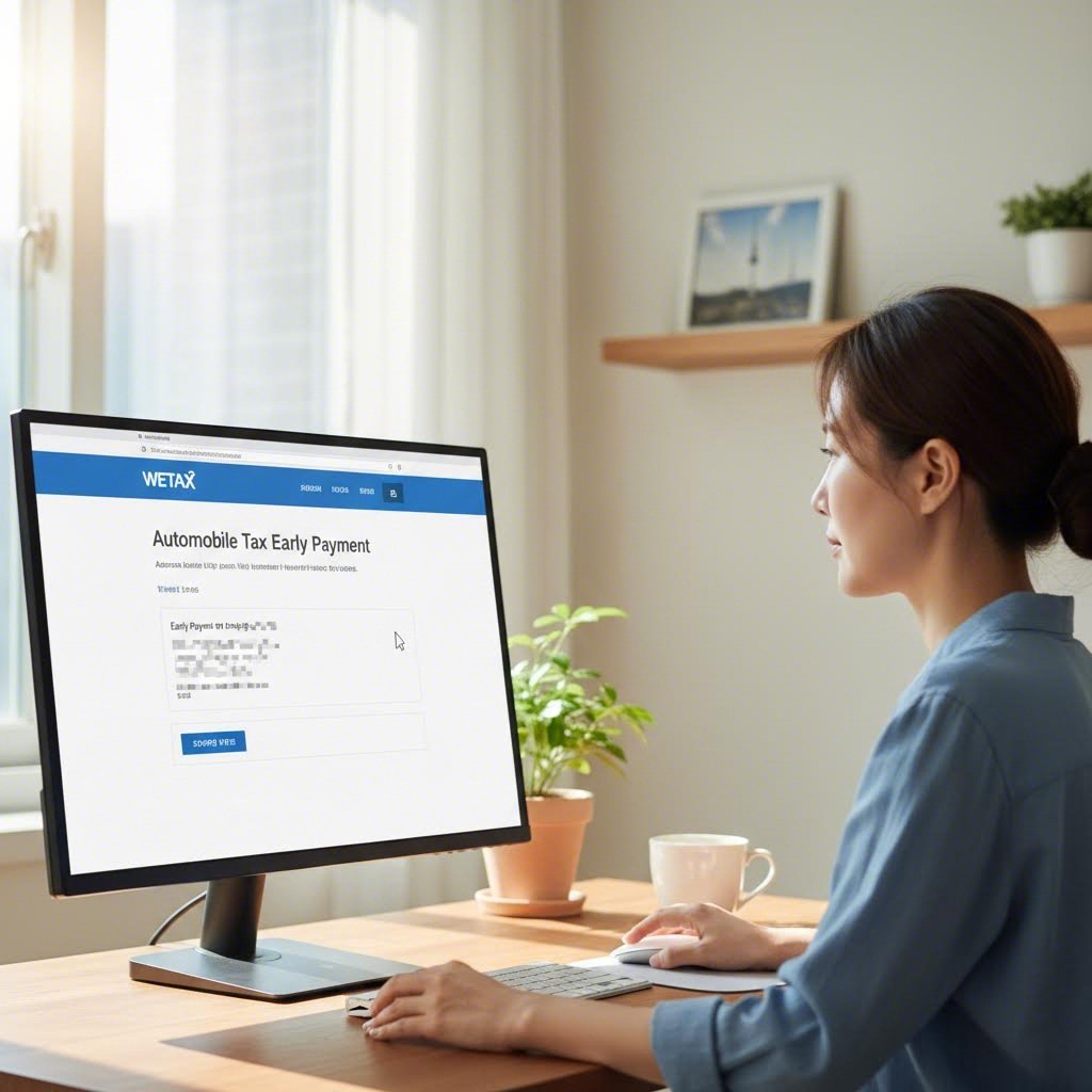 위택스 홈페이지에서 자동차세 연납 신청 메뉴 선택하는 화면