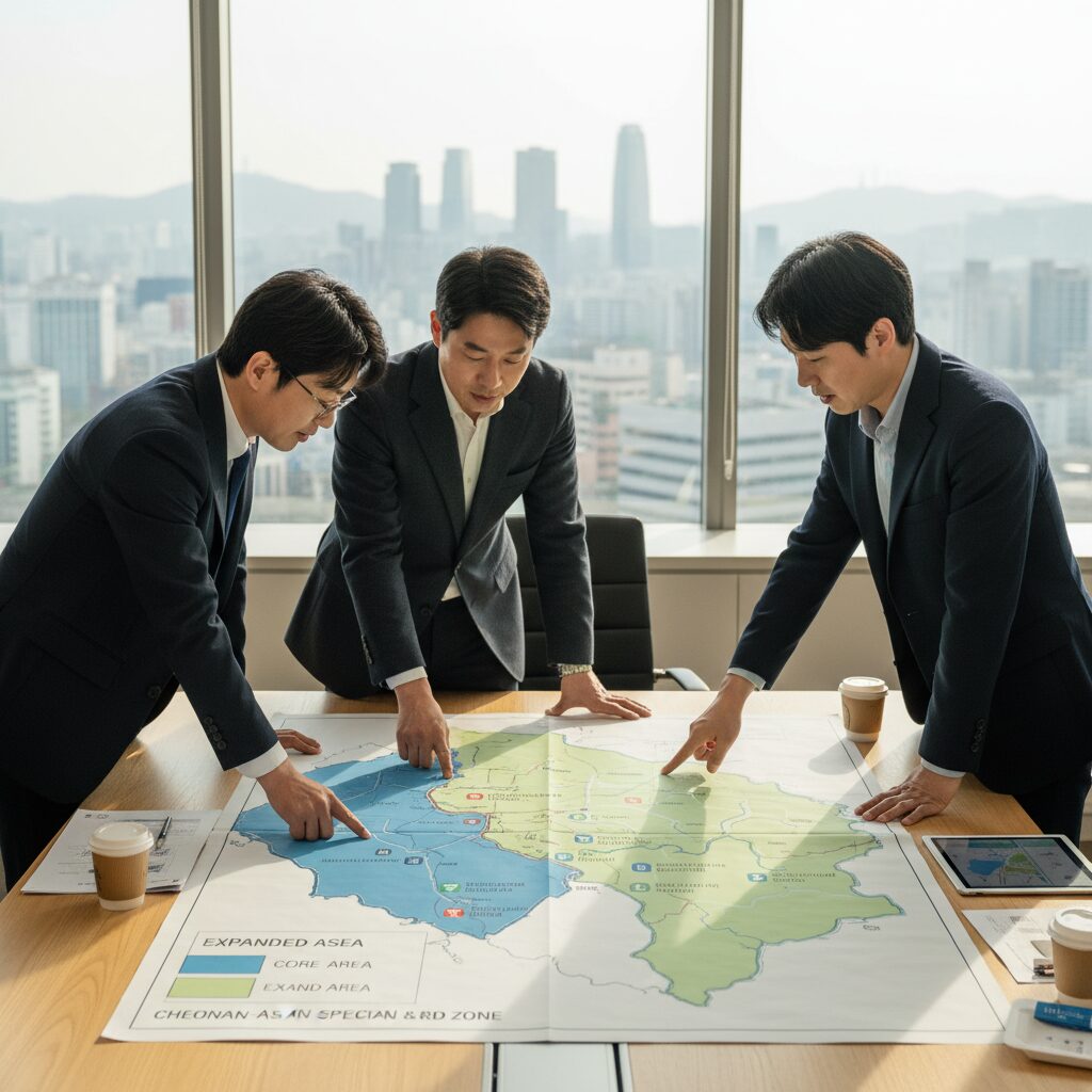 천안아산 강소특구 확장된 지도와 주요 시설 위치