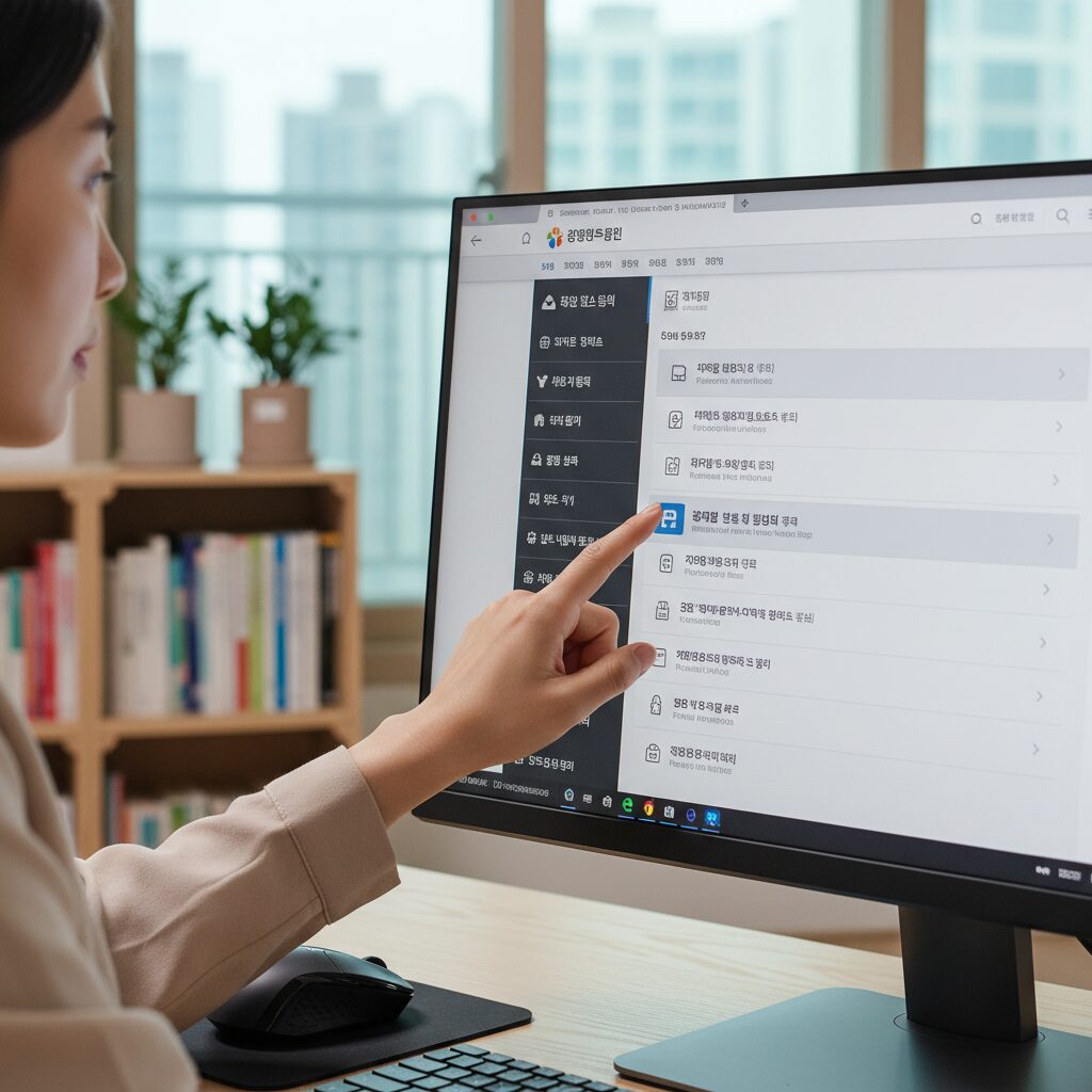 복지로 화면에서 유아학비 사전신청 버튼을 클릭하는 모습