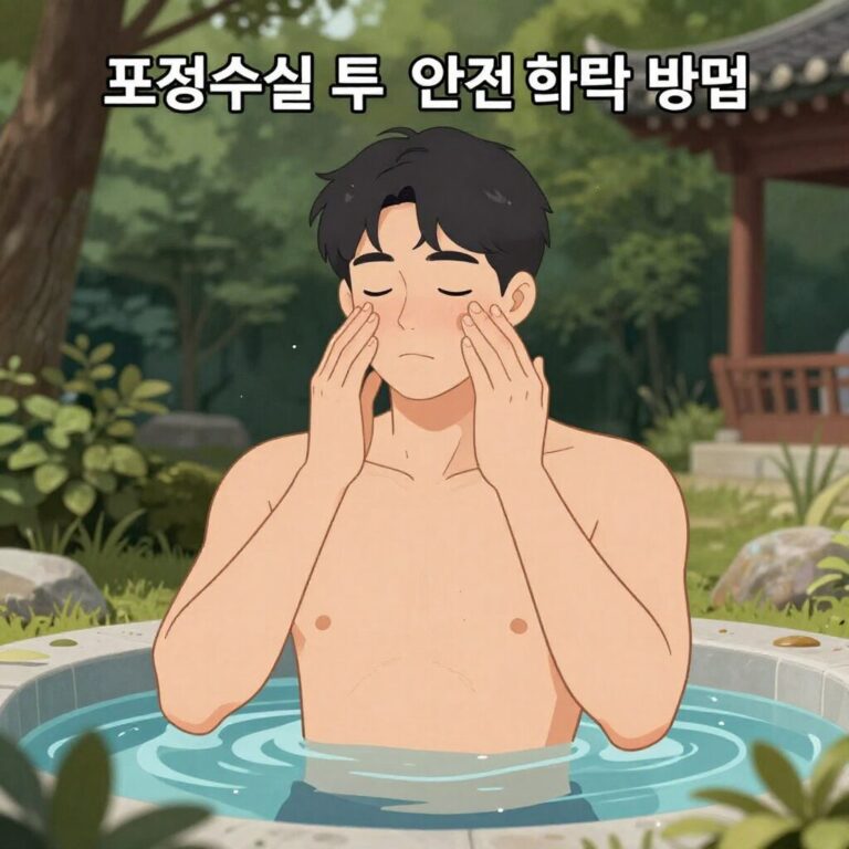 포경수술 후 안전한 샤워 방법을 설명하는 일러스트