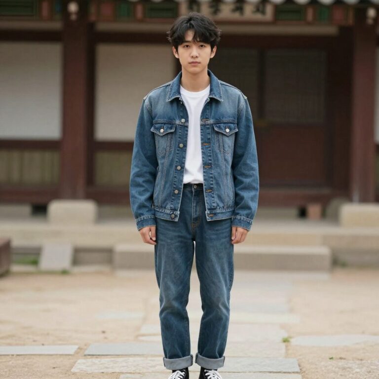 키가 작은 체형에 맞는 데님 자켓 핏과 코디 예시