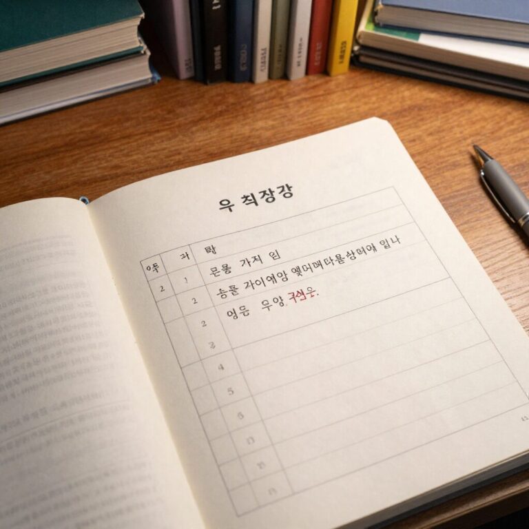 수능특강 영어 책과 노트, 필기구가 책상 위에 놓여 있고 4주 계획표가 그려져 있는 이미지