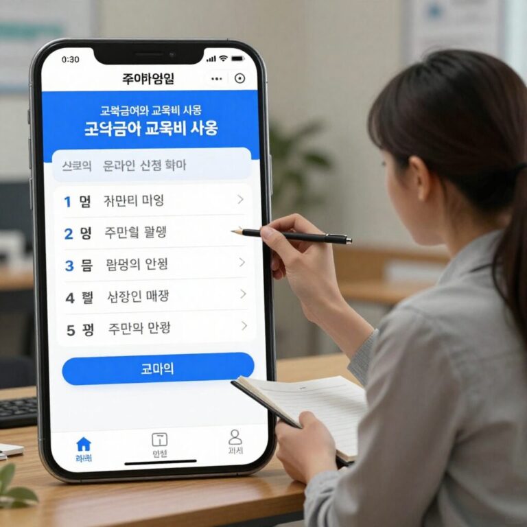 교육급여와 교육비 지원 온라인 신청 화면과 주민센터 방문을 나타낸 그림