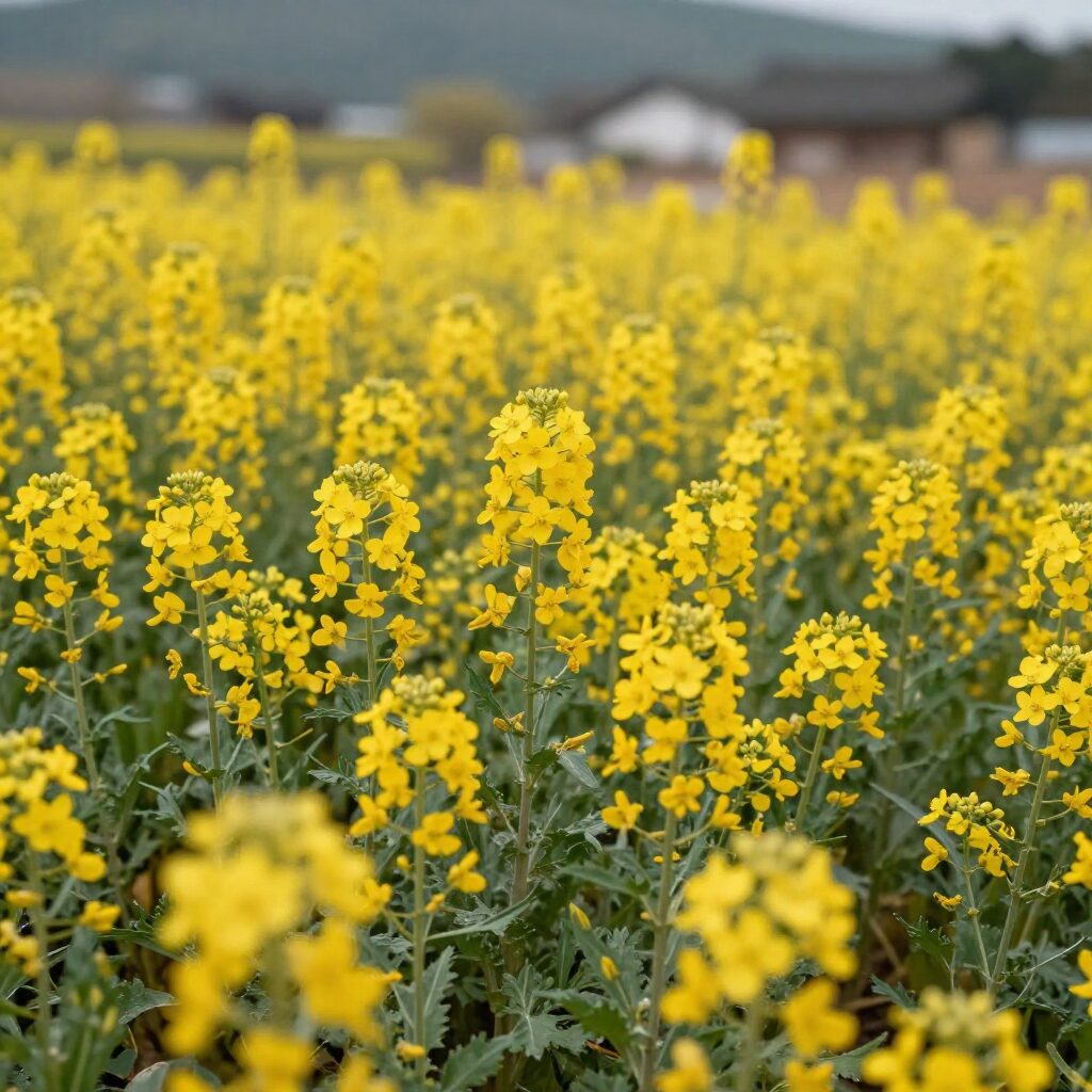 가지에 풍성하게 핀 노란 애니시다 꽃