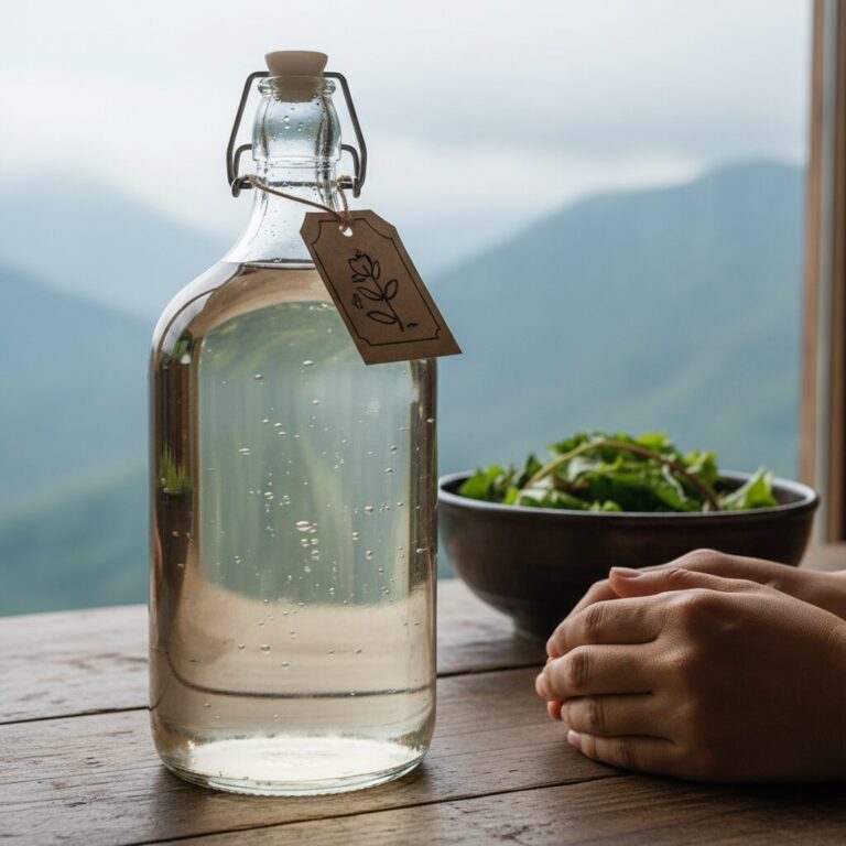 유리병에 담긴 맑은 지리산 고로쇠 수액