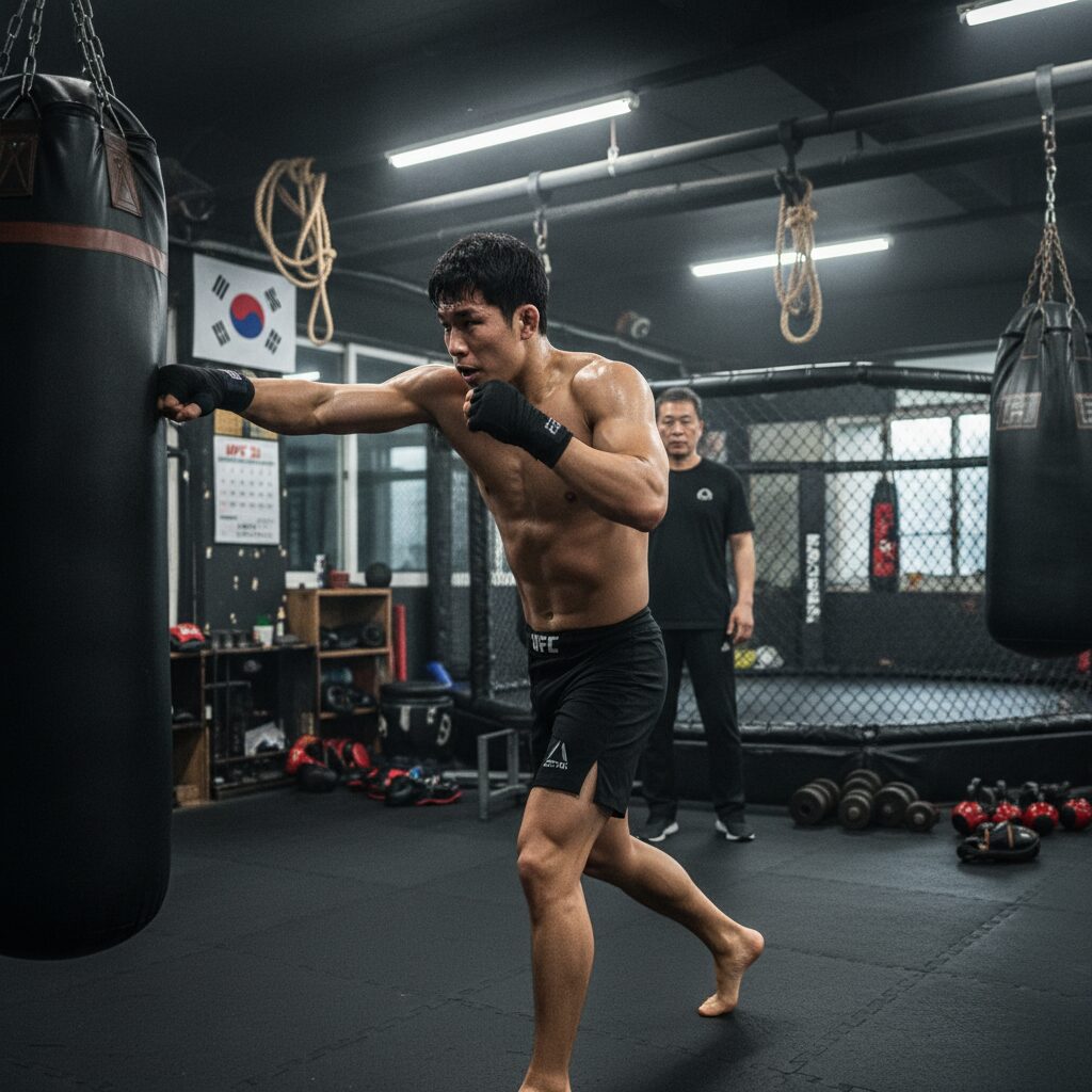 김상욱 선수가 UFC 325 결승을 위해 열심히 훈련하는 모습