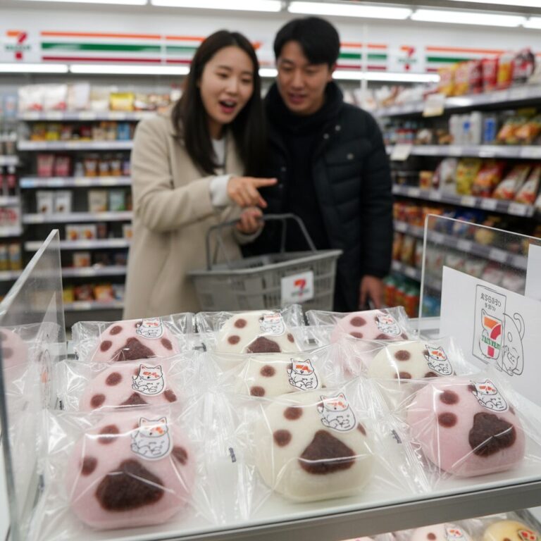 일본 세븐일레븐에서 판매하는 고양이 발바닥 모양 디저트
