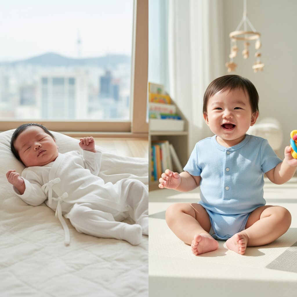 배냇수트와 바디수트 앞단추 차이점 비교 사진