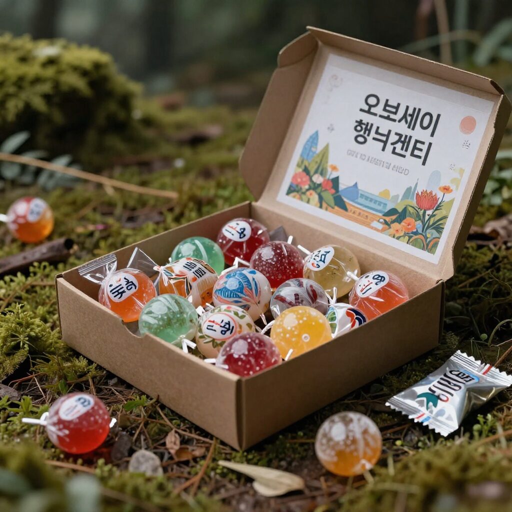 오브세이 행성캔디 개별 포장된 박스와 사탕들