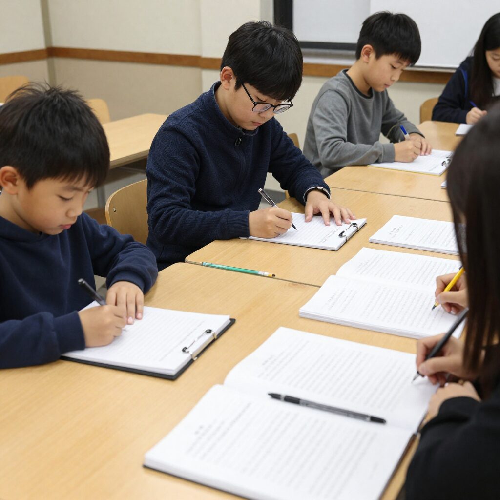유치원 학부모위원회 회의 자료와 노트북이 놓인 책상