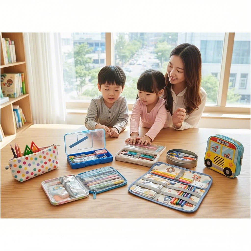 예비초등학생용 다양한 필통 종류 비교 이미지