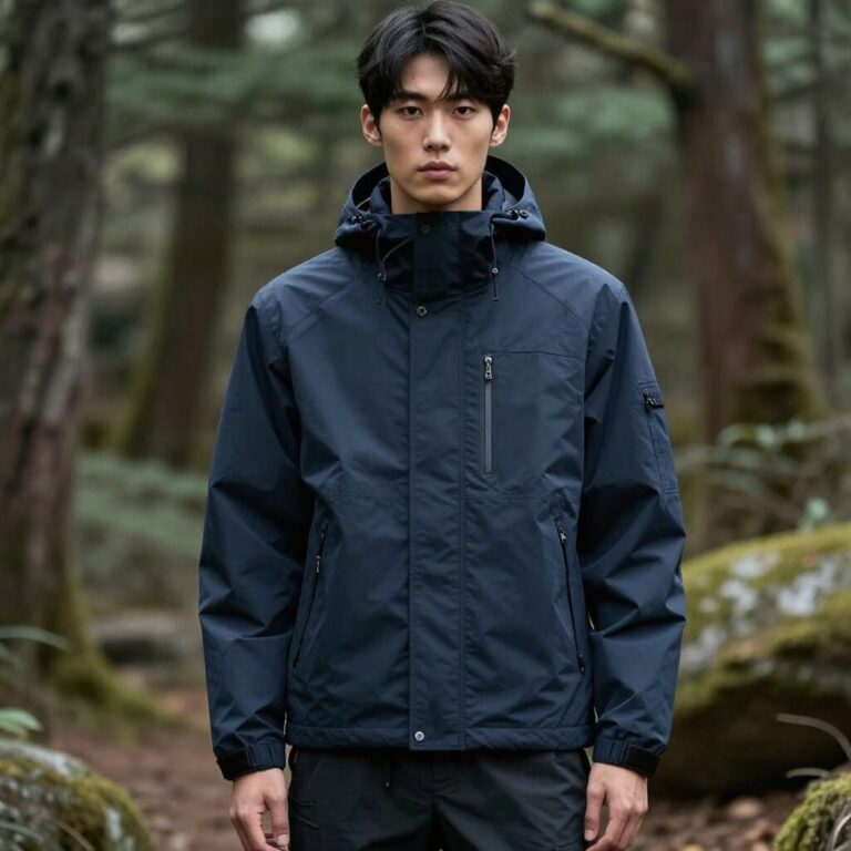 세르지오 타키니 쿠쉬라이트 경량 우븐 크롭 자켓을 입은 모델