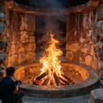 아제르바이잔 바쿠 아테쉬가 불의 사원 내부 영원의 불꽃