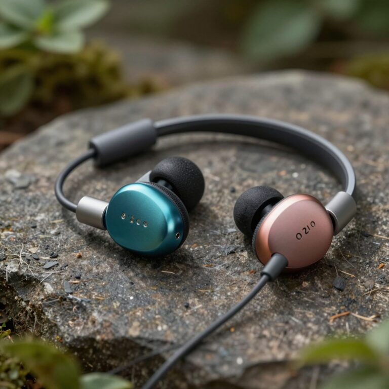 베릴륨 드라이버가 적용된 다양한 색상의 이어폰이 나란히 놓여 있는 모습