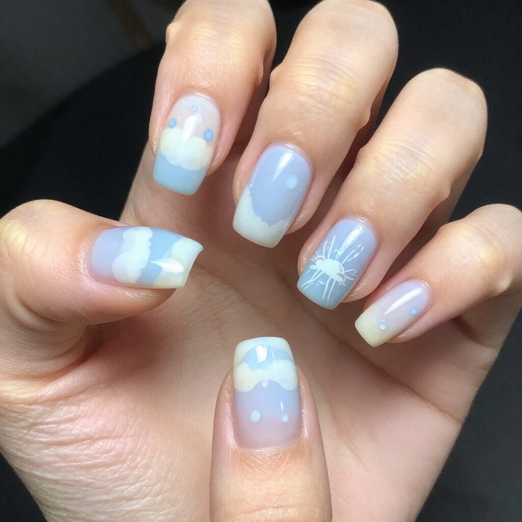 2026년 봄 트렌드 컬러 클라우드 댄서를 활용한 깔끔한 네일아트