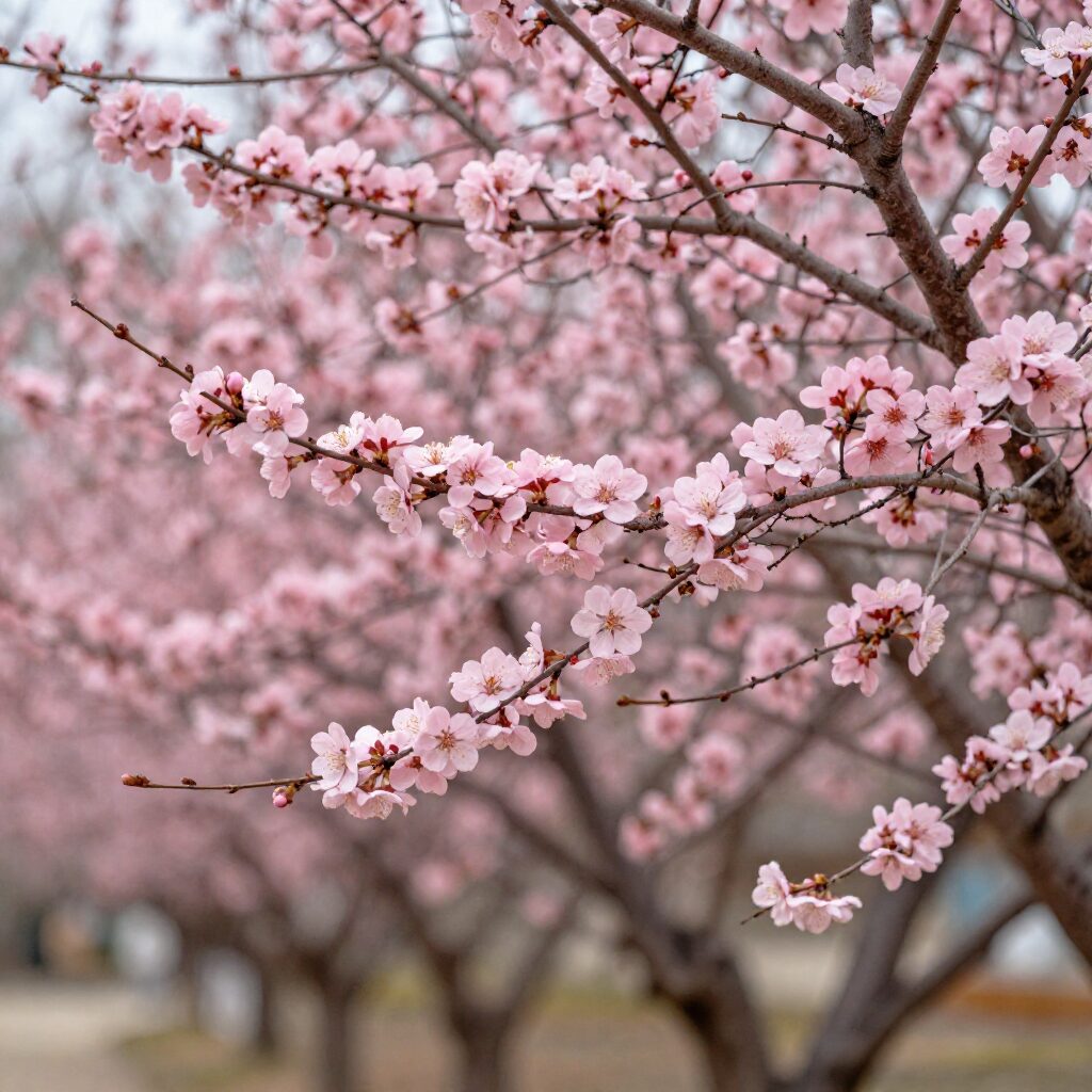 사천 대영농원의 수양매화와 정원 풍경