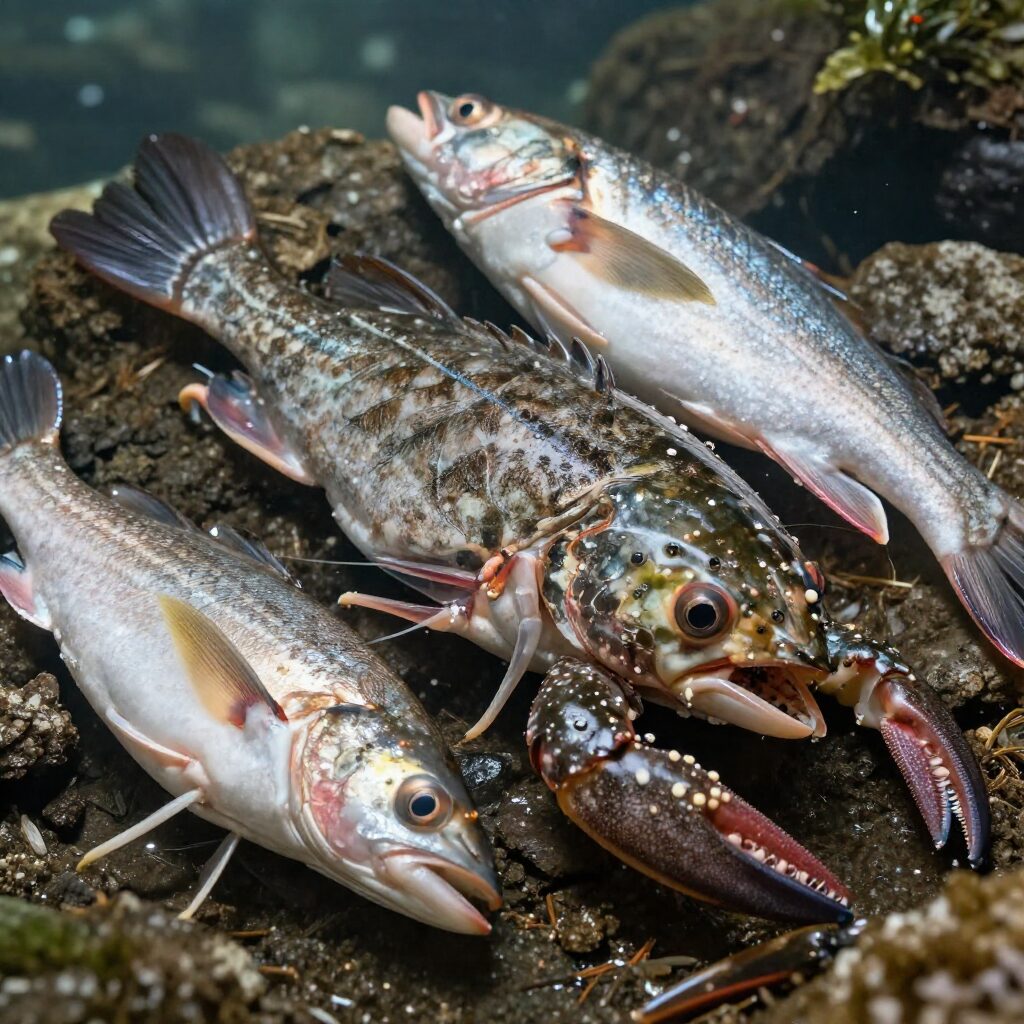 잡은 신선한 도다리와 감성돔