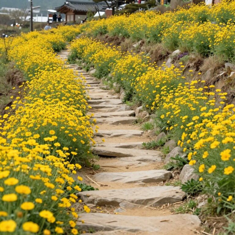 구례 산수유꽃축제 노란꽃이 만개한 돌담길 풍경