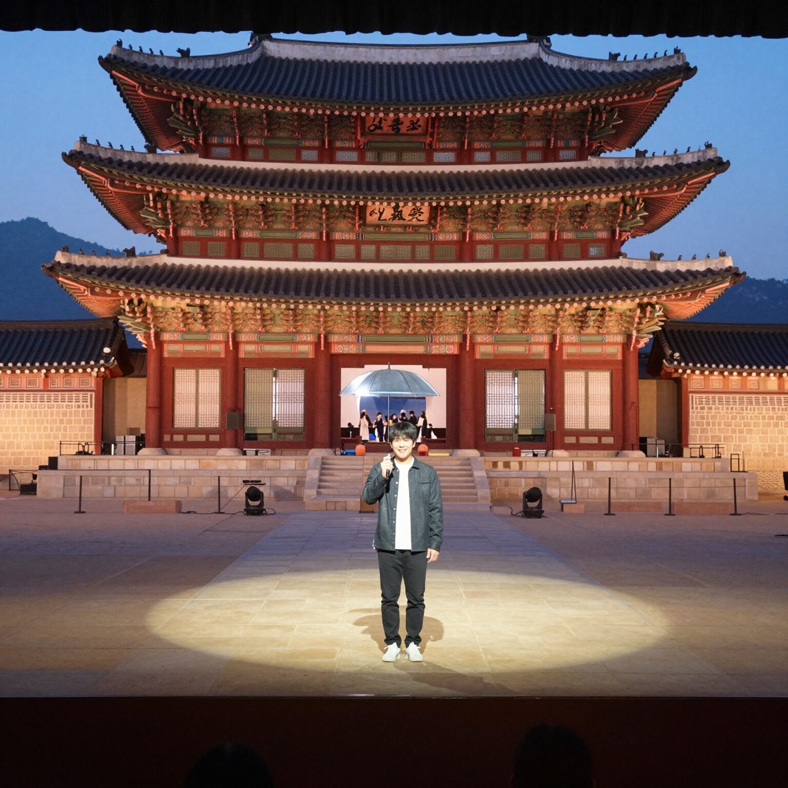 BTS 광화문 공연 무대와 경복궁 배경 개념 이미지