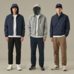 후드 청자켓과 다양한 하의 매치 예시