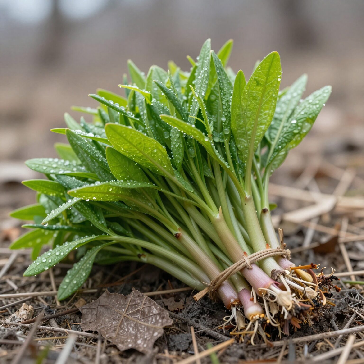 봄철 산자락에서 채취한 신선한 찔레순