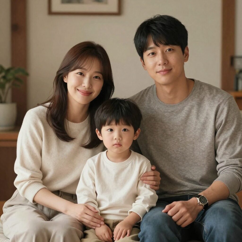 고우석과 아내 이가현, 아들 고태현의 가족 사진