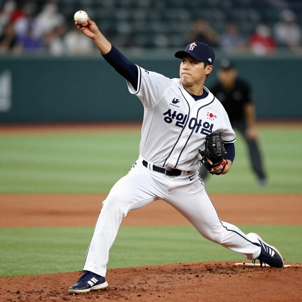 대만 투수 구린루이양 강속구 투구 동작