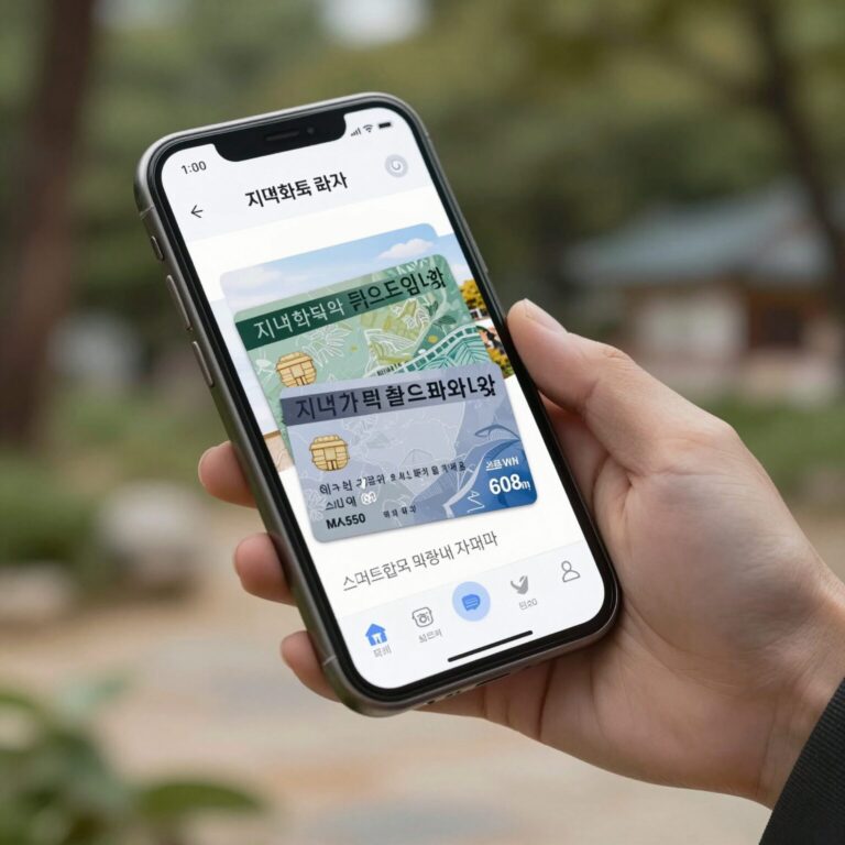 지역화폐 카드와 스마트폰 앱 화면