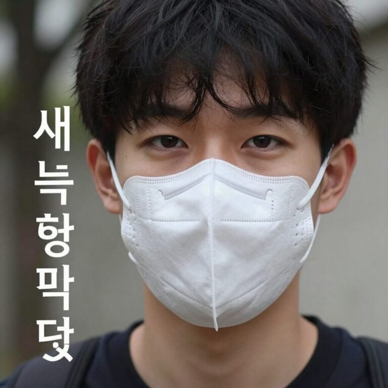 새부리형 황사 마스크 착용 예시