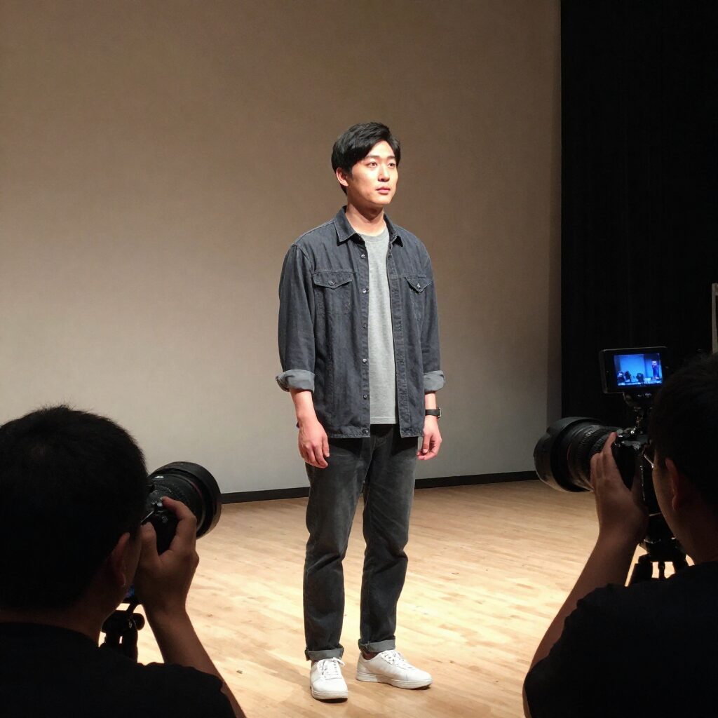 MC 딩동이 무대에서 관객과 소통하며 진행하는 모습