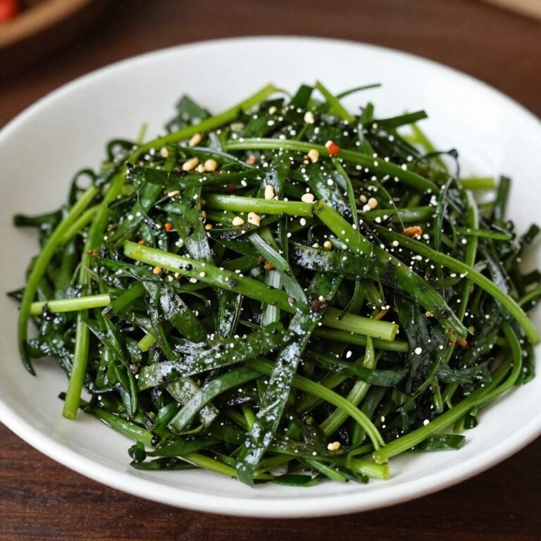 접시에 담긴 매콤새콤한 미나리 겉절이