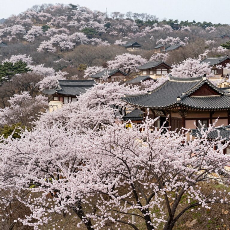 강진 남미륵사의 봄철쭉과 서부해당화가 만개한 화사한 풍경