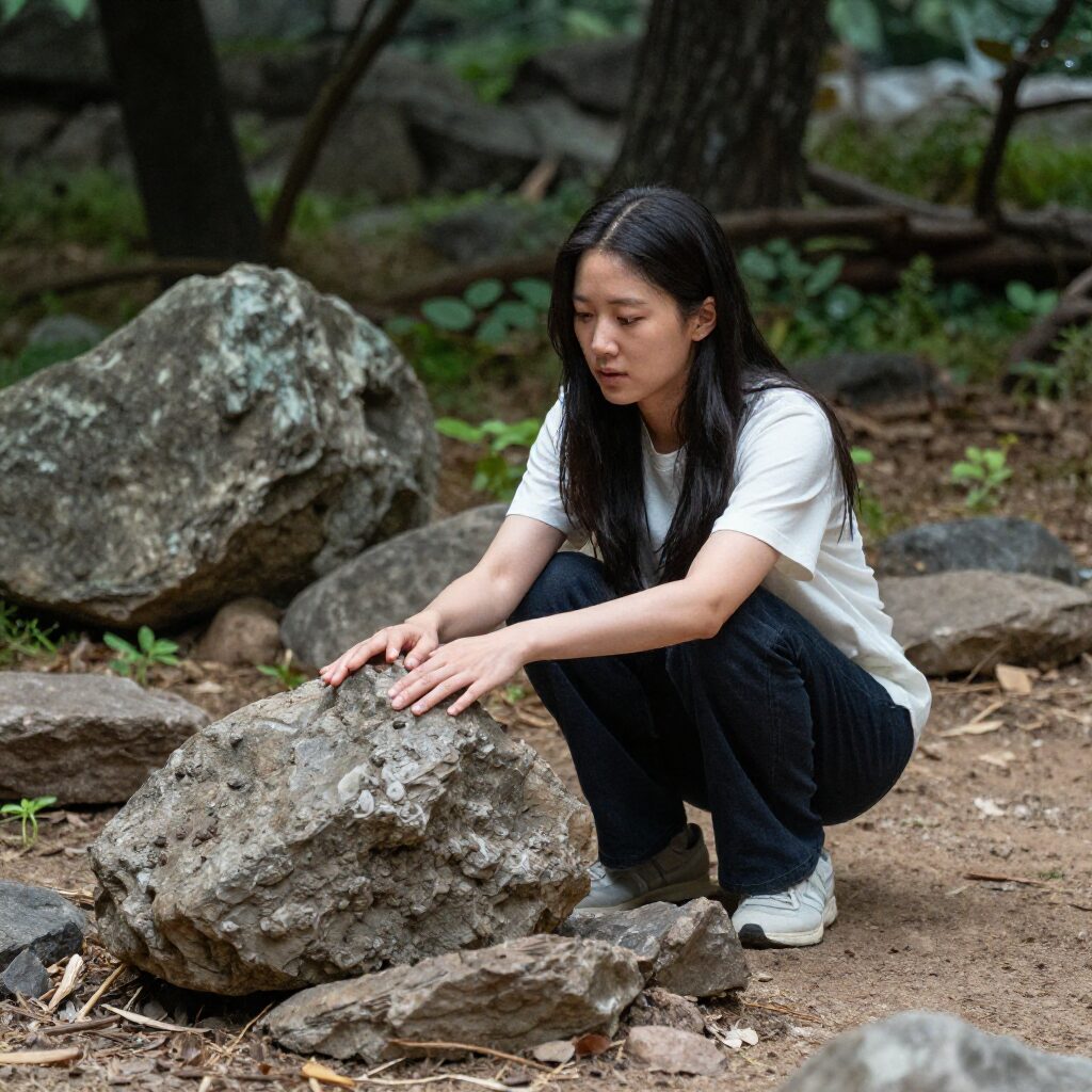 박영선이 칠갑산 퍼포먼스를 재현하고 있는 모습