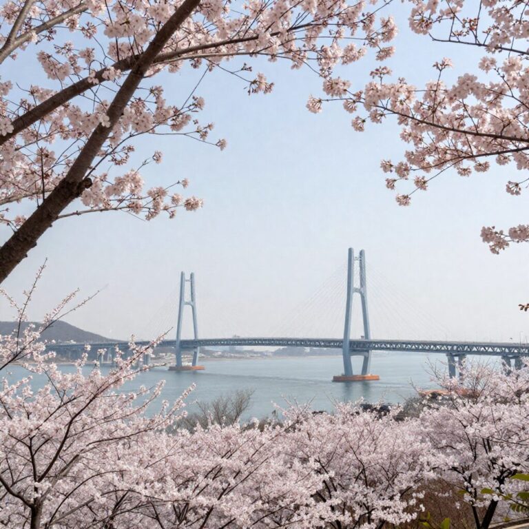 진해 여좌천 로망스 다리와 벚꽃 풍경