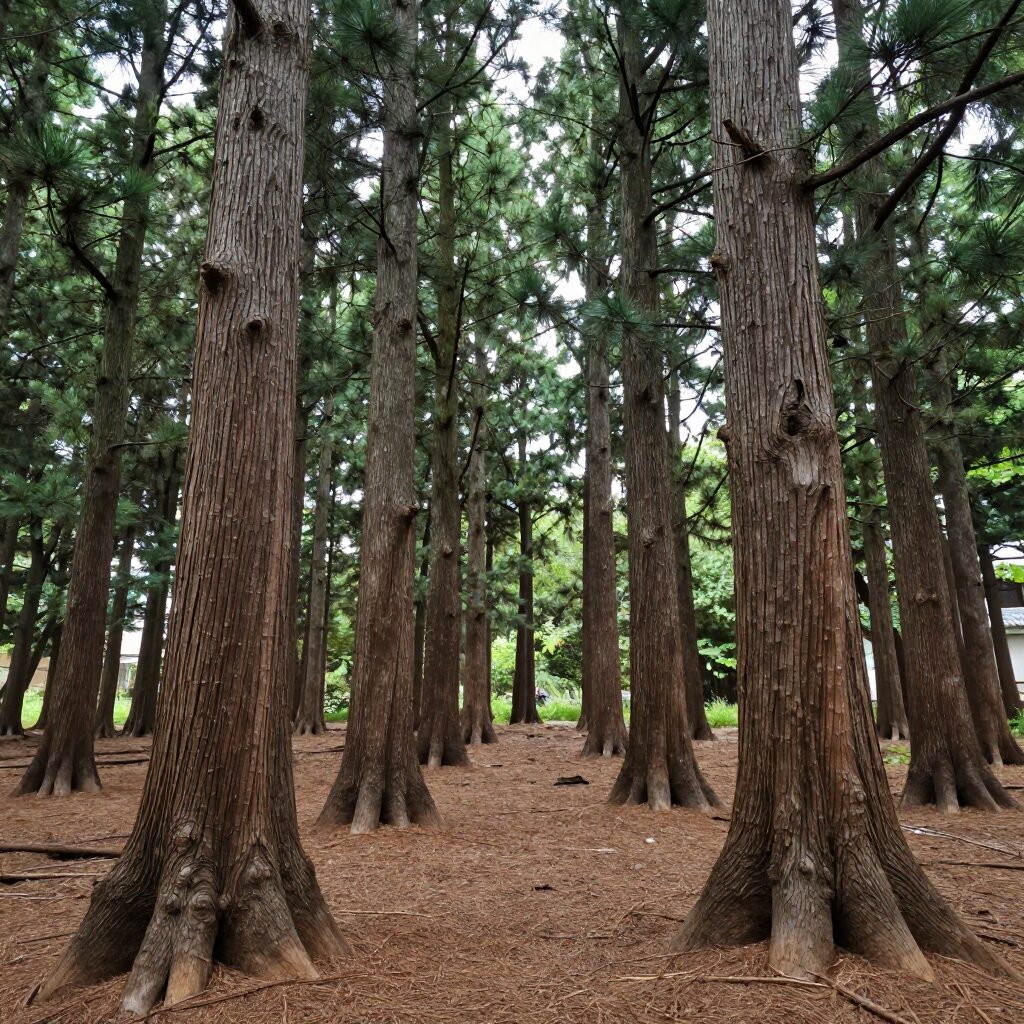 남양주 사릉 전경과 굽은 소나무들