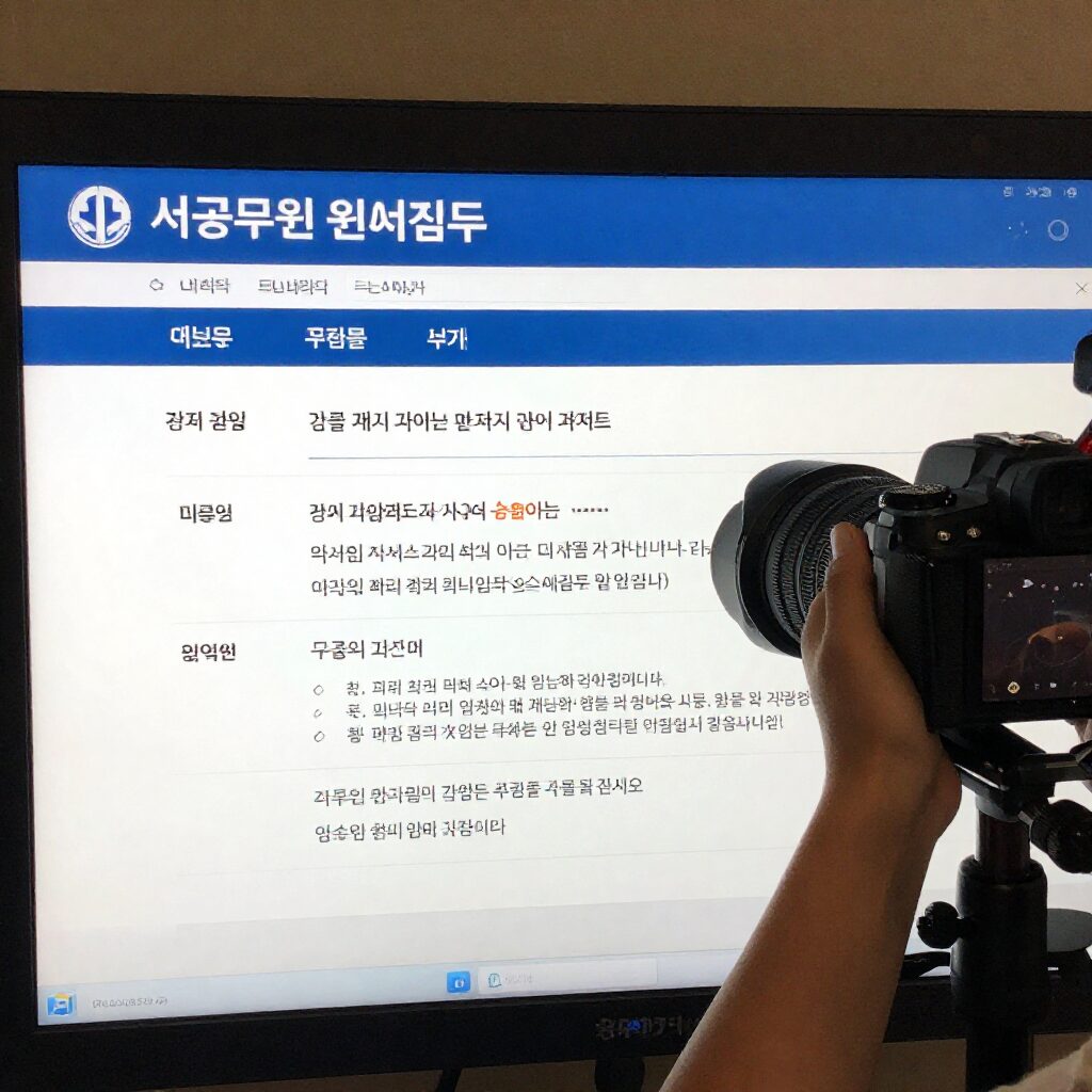 서울시 공무원 원서접수 화면 예시