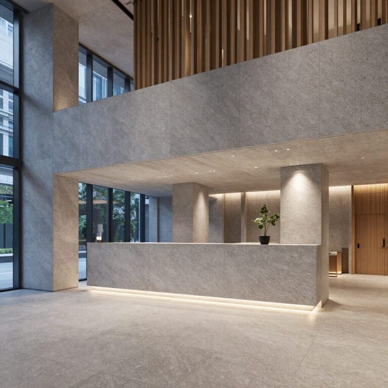 소공한국빌딩 밝고 고급스러운 대리석 로비 내부