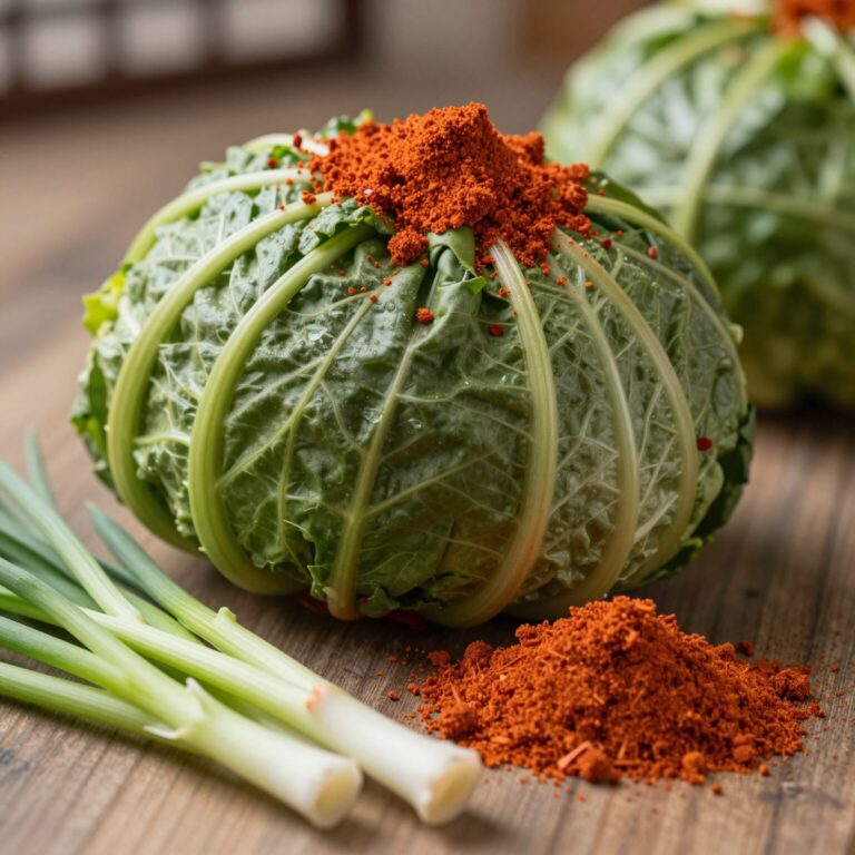 봄동김치 재료와 고춧가루