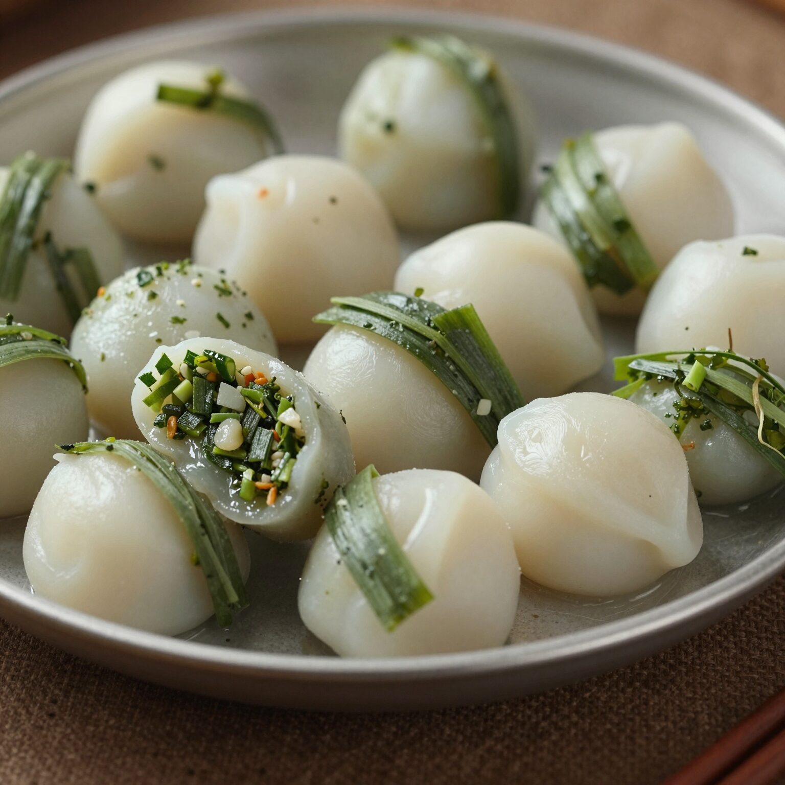 완성된 포슬포슬한 쑥버무리 떡이 접시에 담겨 있는 모습