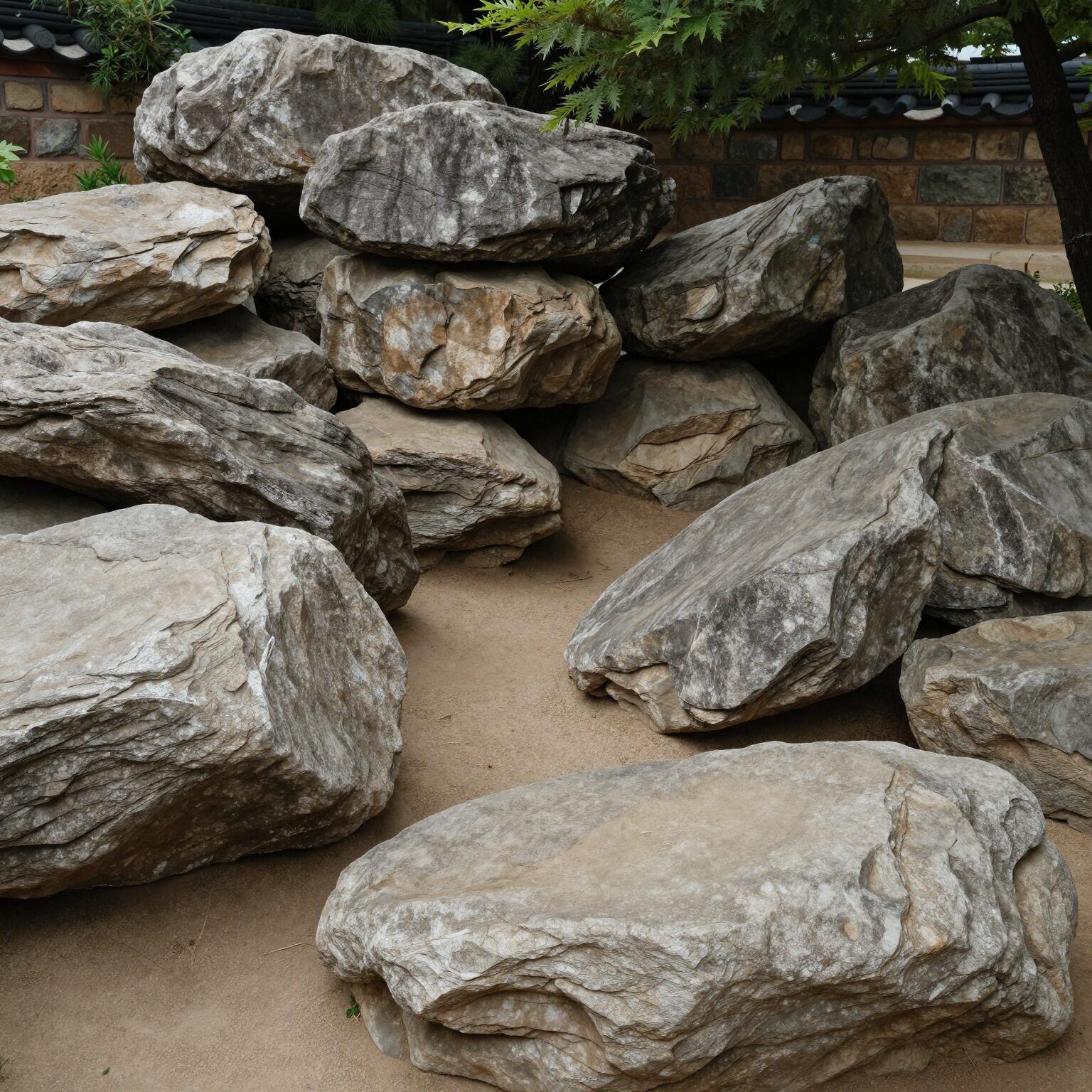 돌단풍이 심어진 자연스러운 바위정원 모습